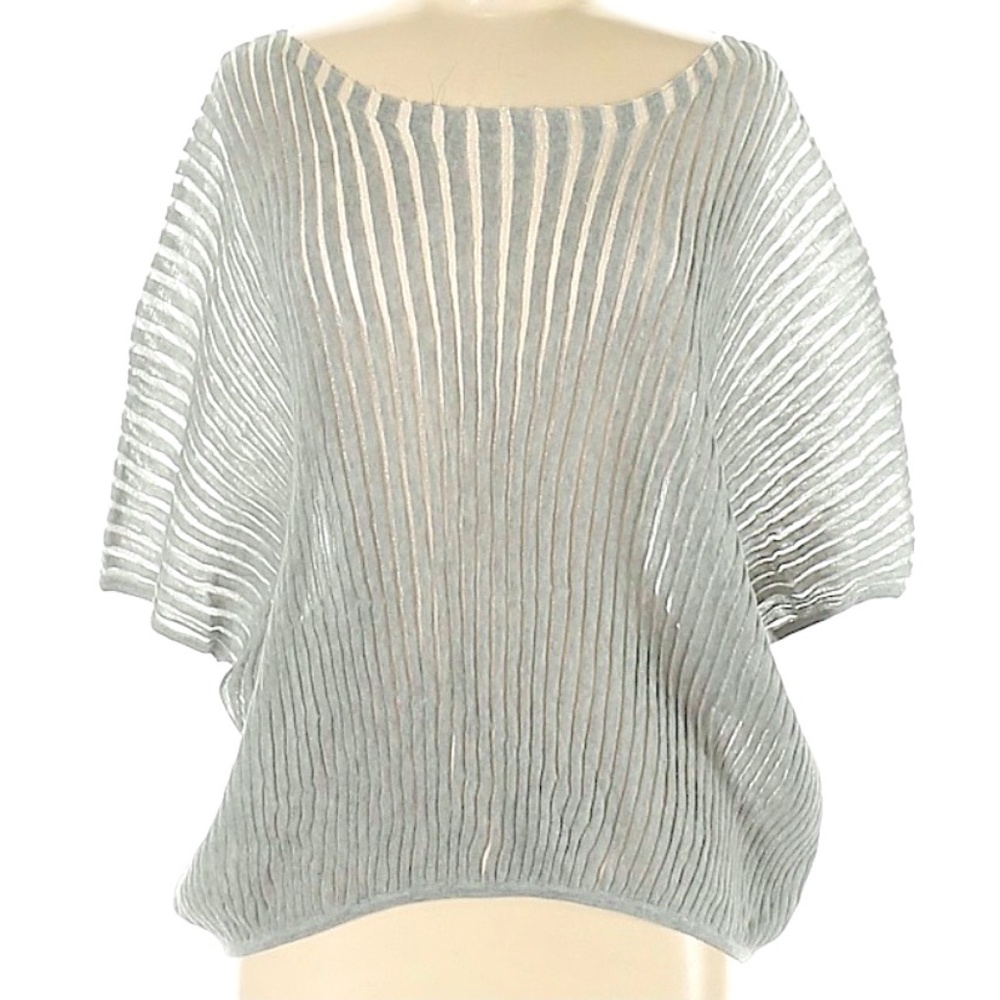 Kerisma Silver Gray Vertical Ruching Top Blouse Flattering Vertical KniT OS